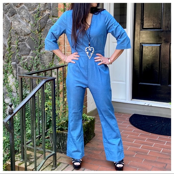 Fabulous chic denim wide leg jumpsuit - Picture 6 of 9